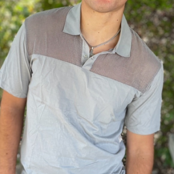 COS SEE THROUGH MESH FISH NET POLO SHIRT LUXURY BLOCK SHEER REVEAL REVEALING MEN - Picture 14 of 16